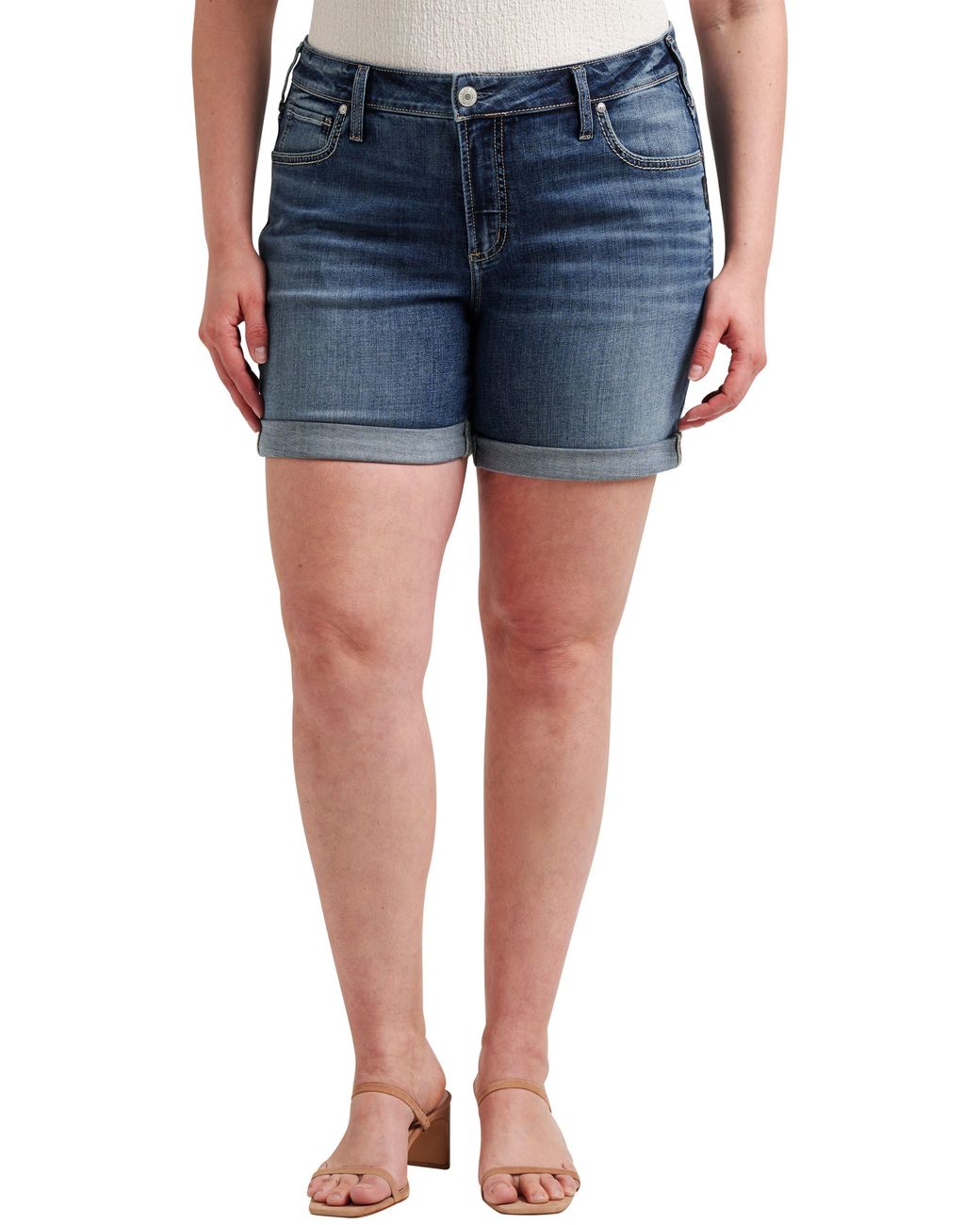 Silver Jeans Co. Mid Rise Denim Boyfriend Shorts in Blue Lyst