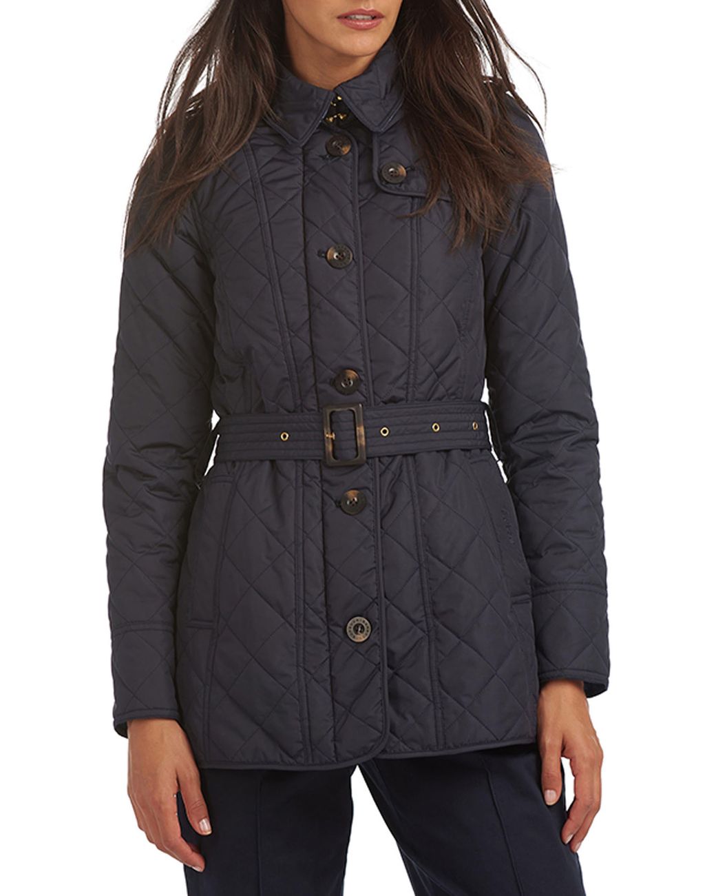 Barbour Tummel Belted Quilted Jacket in Black Lyst