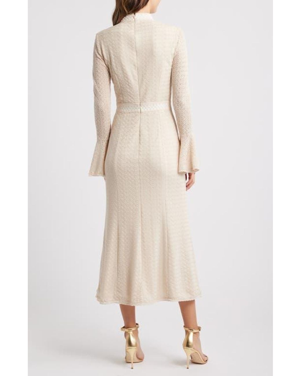 knee length dresses for ladies Autumn Long Sleeve Midi Dress In White – Elliatt main image 0