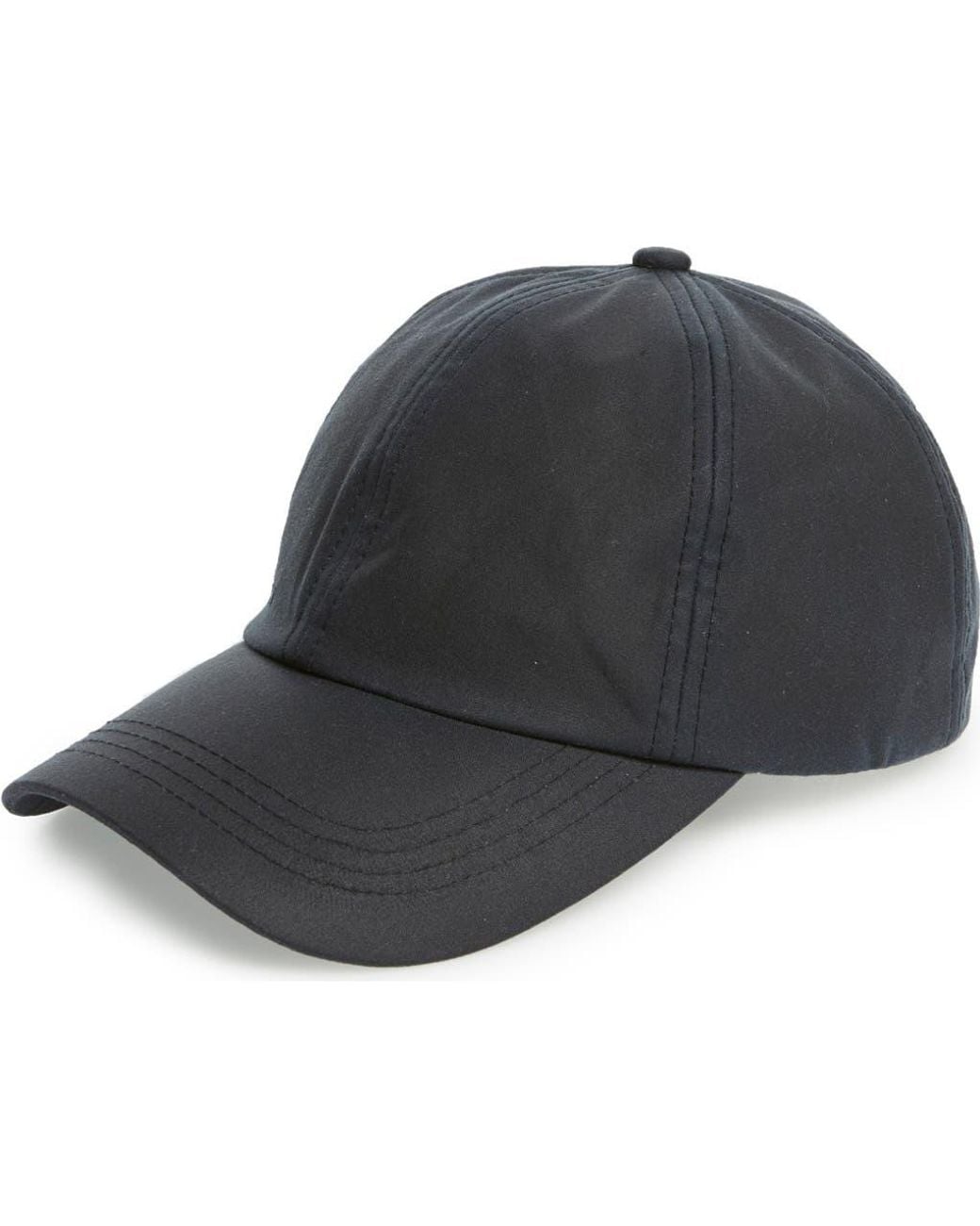Barbour Black Waxed Cotton Baseball Cap for men
