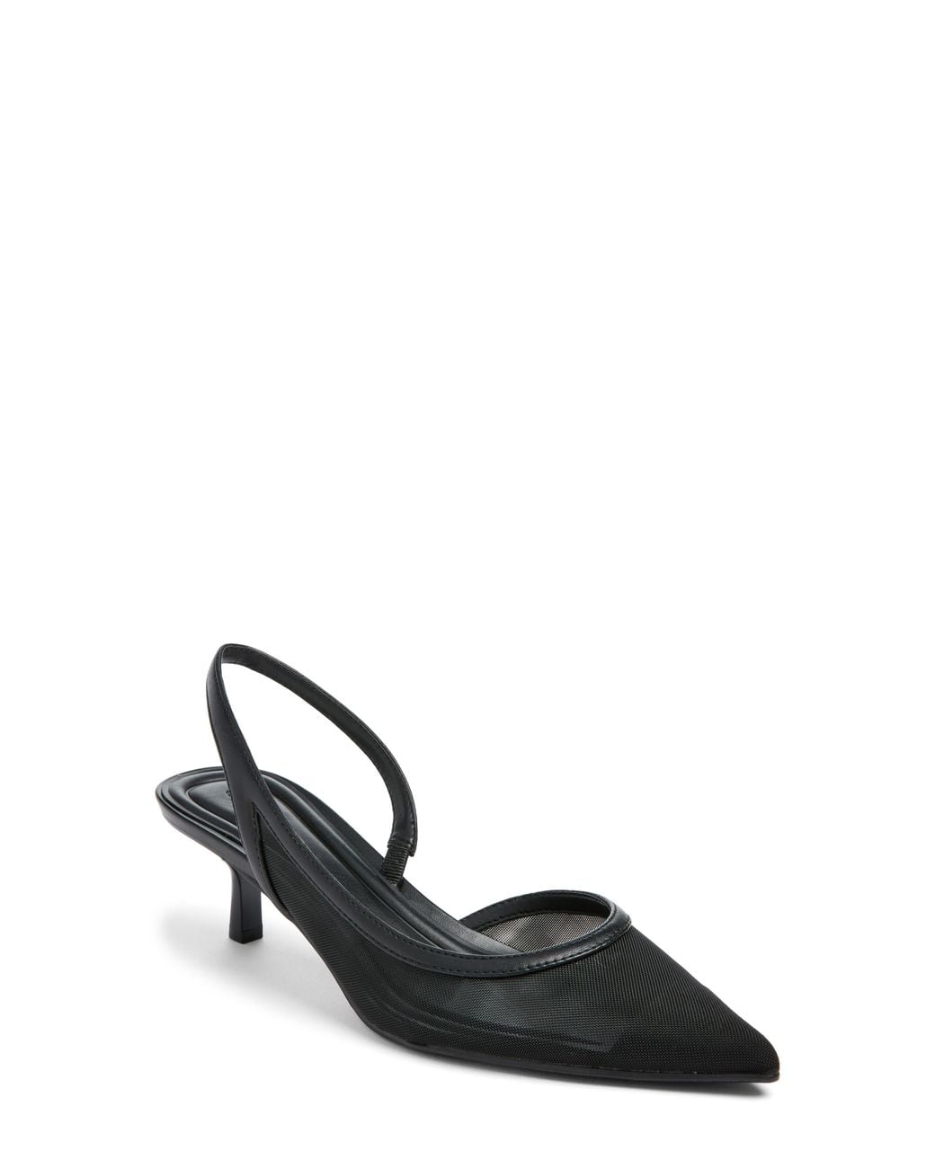 Open Edit Black Corina Half D'Orsay Kitten Heel Slingback Pump