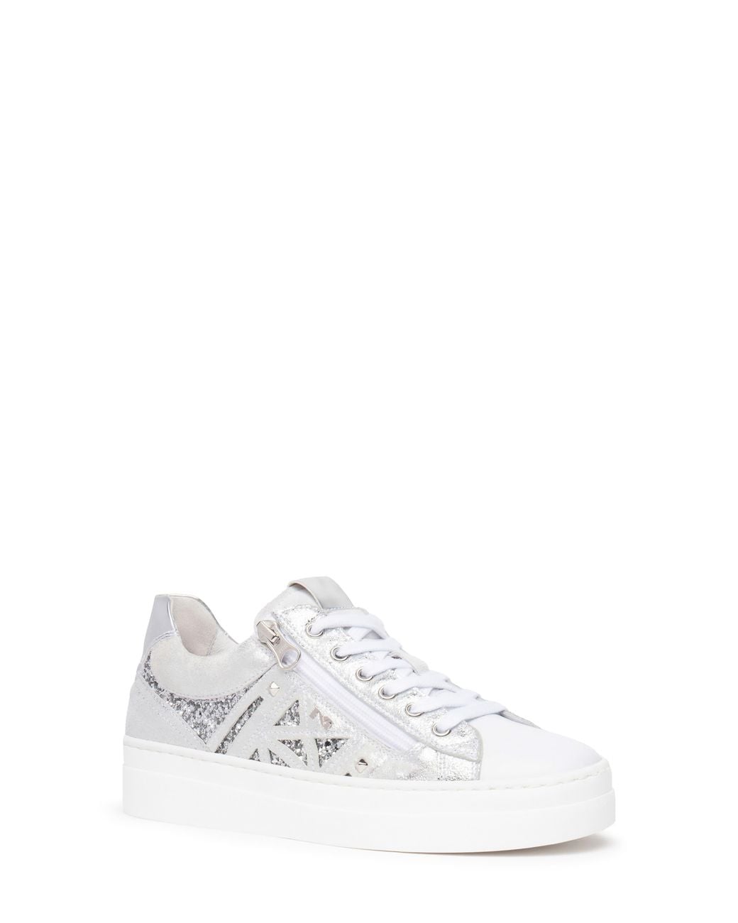 Nero Giardini White Metallic Side Zip Platform Sneaker
