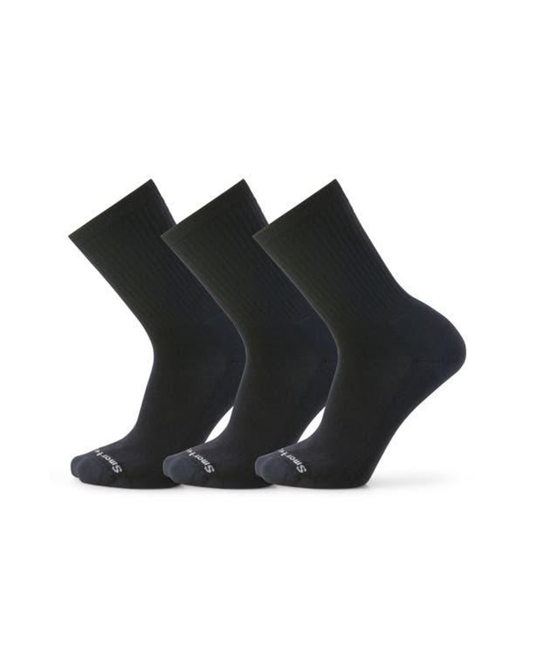Smartwool Black 3-Pack Everyday Solid Rib Crew Socks for men