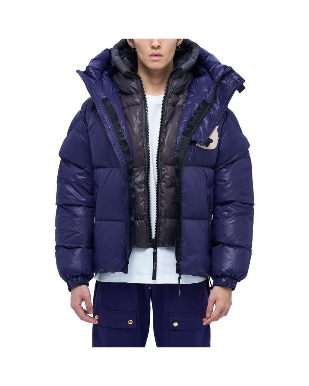 Alpha Style Blue Kudu Hooded Puffer Down Jacket