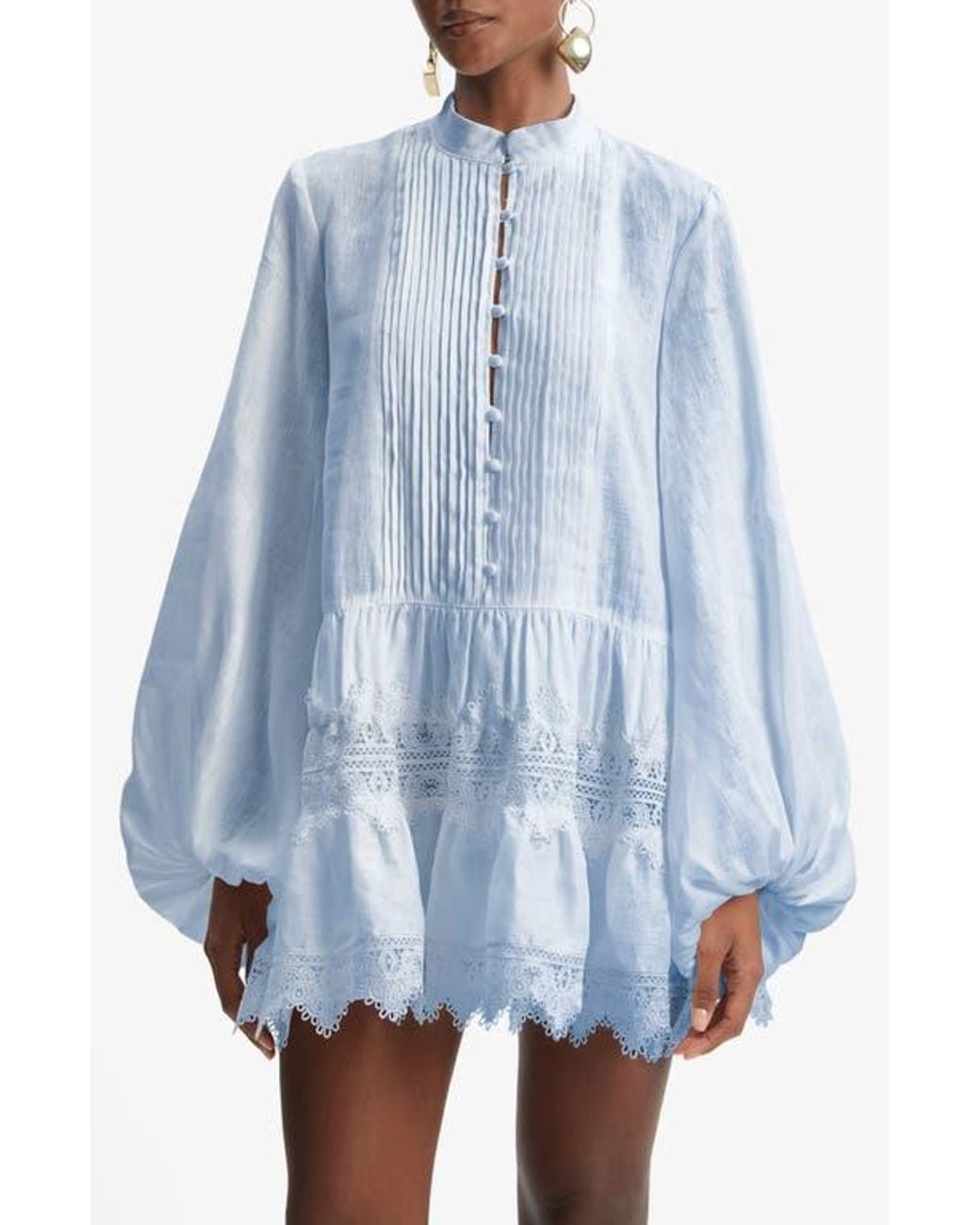 antonia lace trim mini dress bardot Bardot Antonia Long-Sleeve Lace Mini Dress