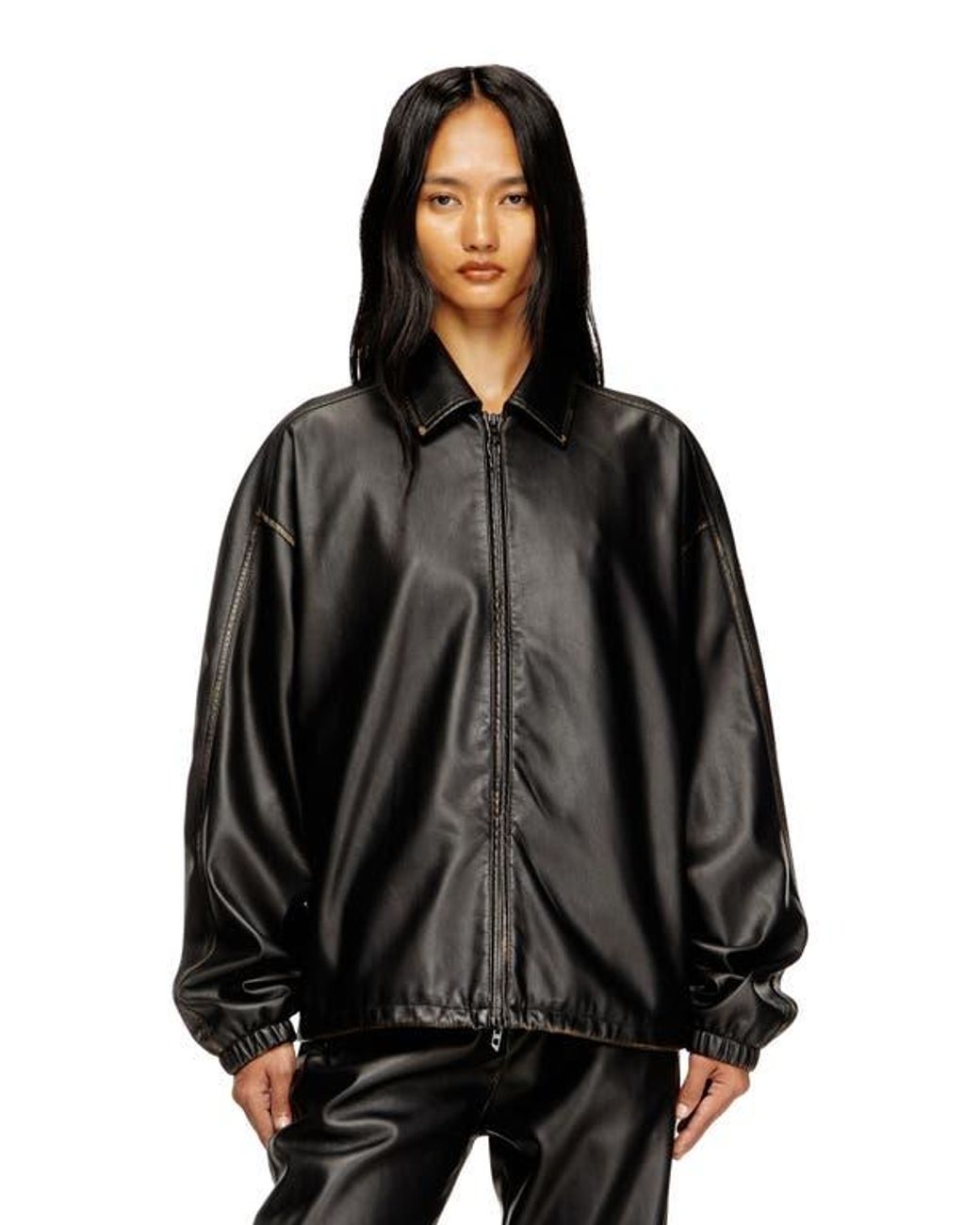25aw DIESEL J-AKE フェイクレザージャケット 48 DIESEL J-Ake Oversize Faux Leather Jacket in Black for Men | Lyst