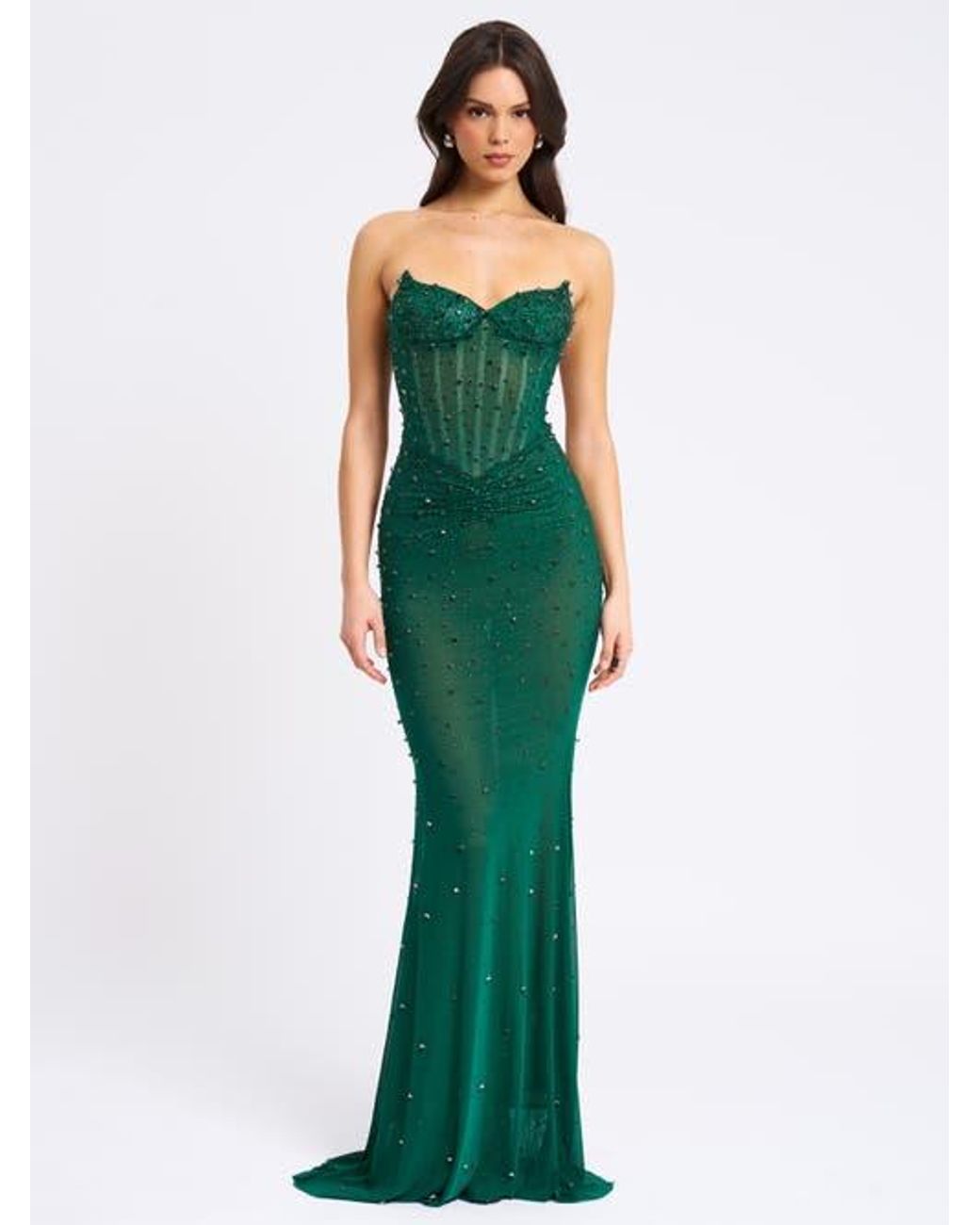fatima burgundy crystal sleeveless corset mermaid maxi dress Miss Circle Women Fatima Black Crystal Sleeveless Corset Mermaid Maxi Dress