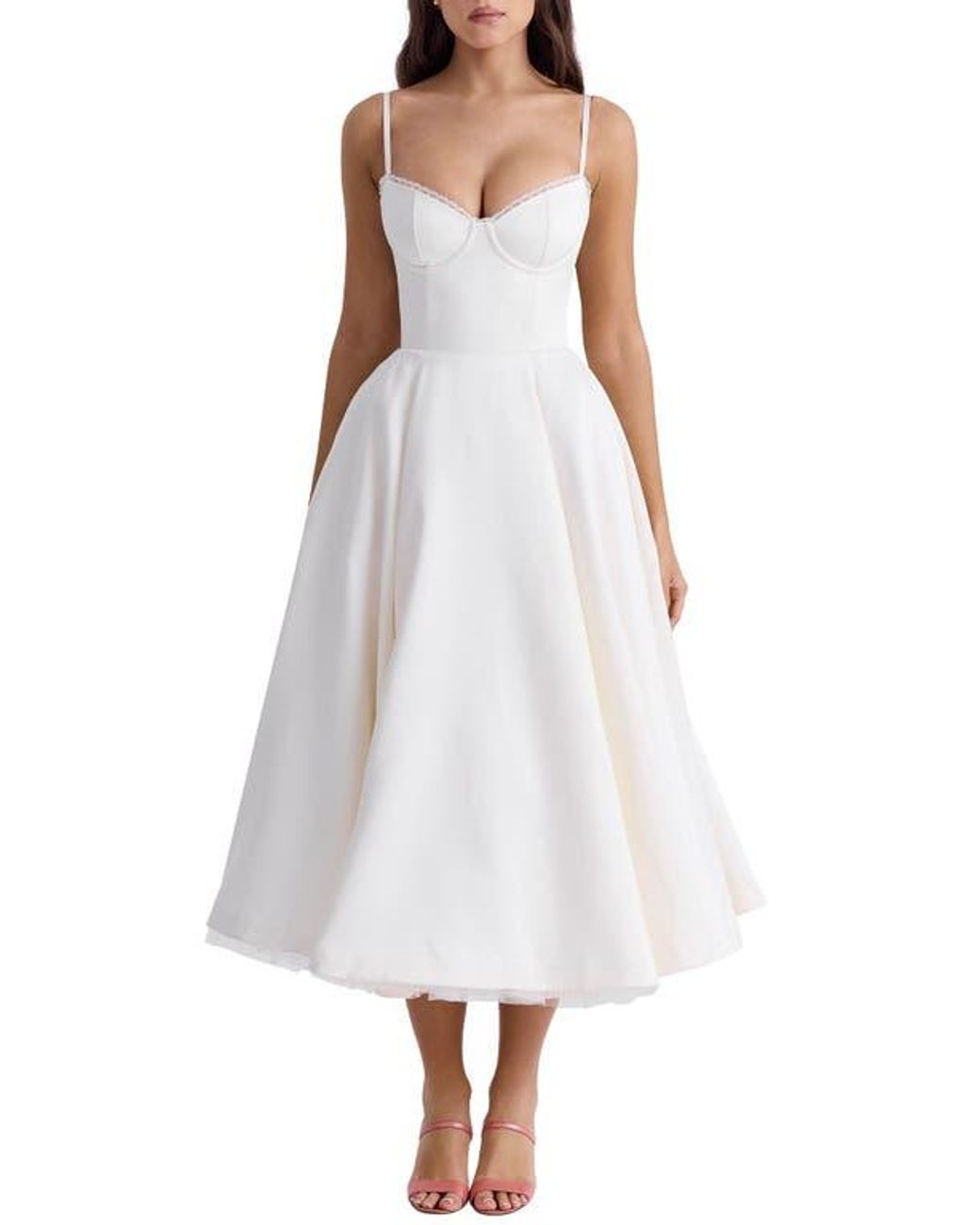 knee length dresses for ladies Allexina Satin Midi Dress