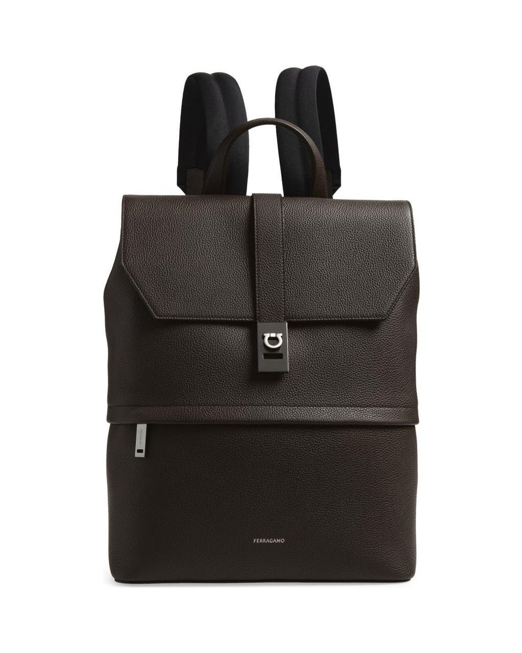 Ferragamo Black Twins Leather Backpack for men