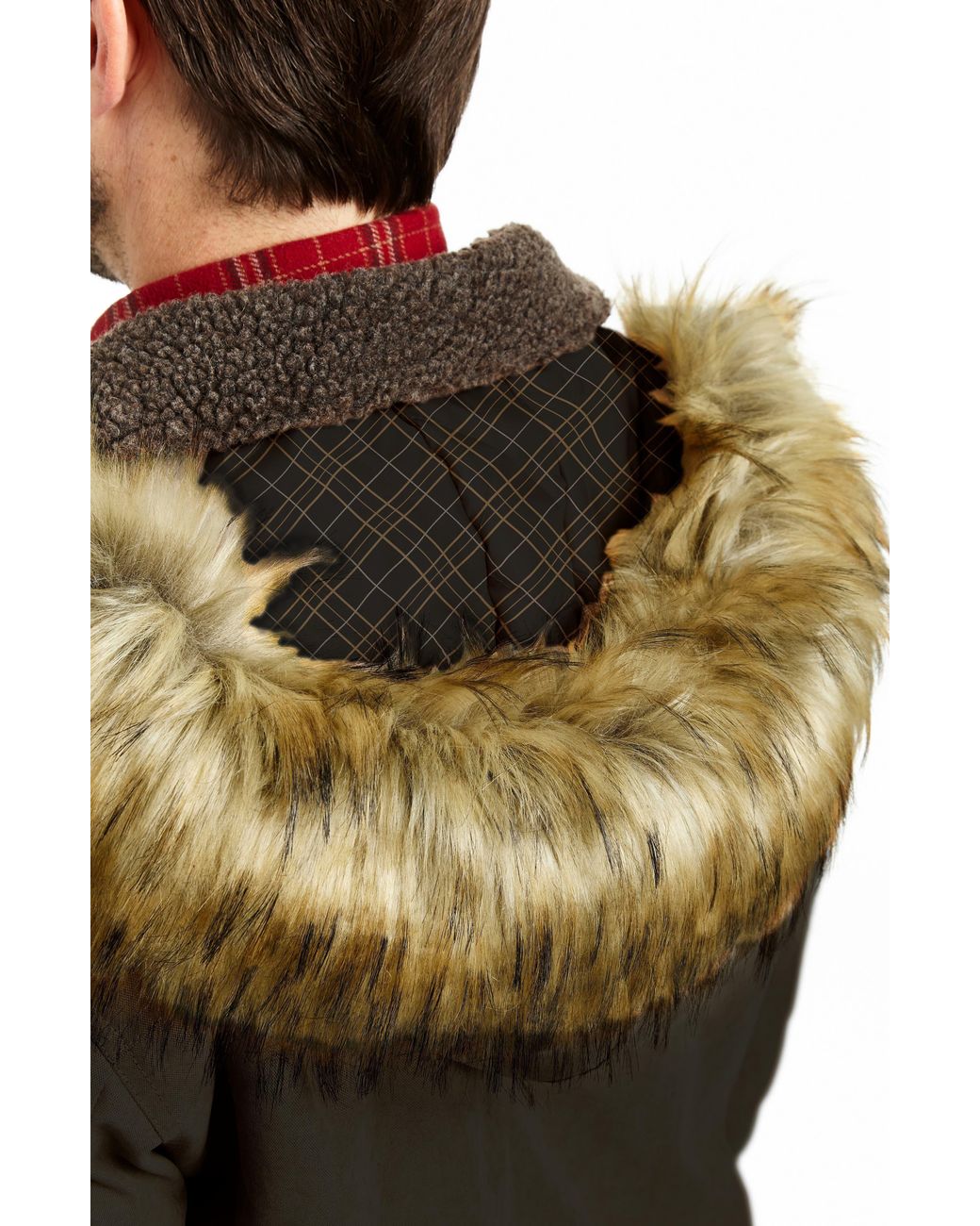 Rainforest Micro Oxford Hooded Faux Fur Trim Parka in Green for