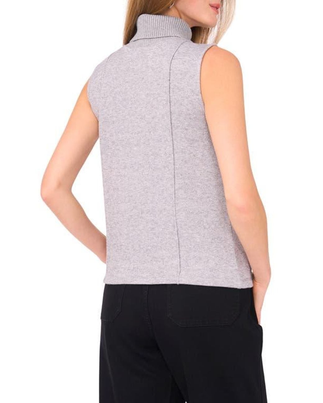 Vince Camuto Multicolor Rib Turtleneck Sleeveless Sweater