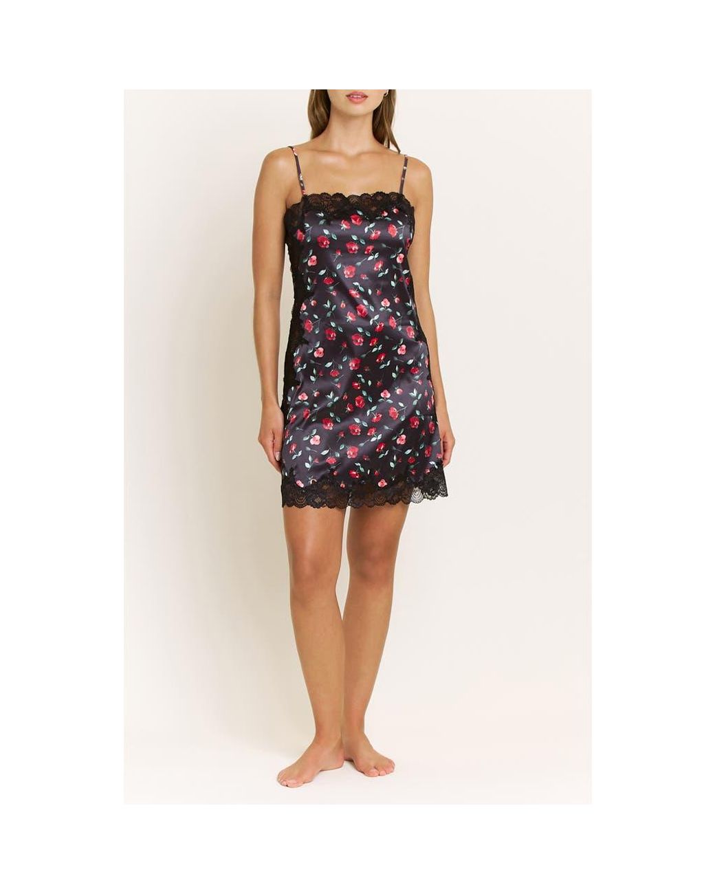 Honeydew Intimates Garden Of Eden Lace Trim Satin Chemise in Blue | Lyst