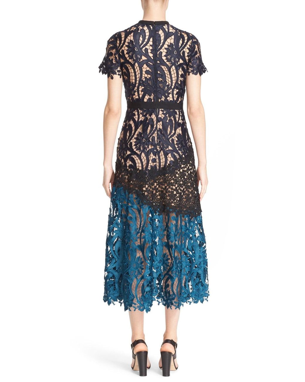 slim fit dress slacks Self-Portrait One Shoulder Guipure-lace Midi Dress – Runway Catalog main image 0