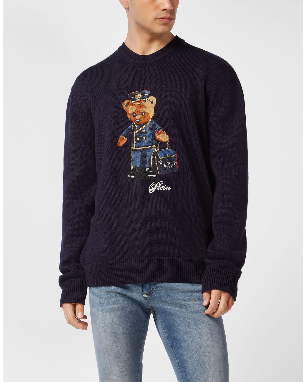 Philipp Plein Blue Pullover Round Neck Love for men