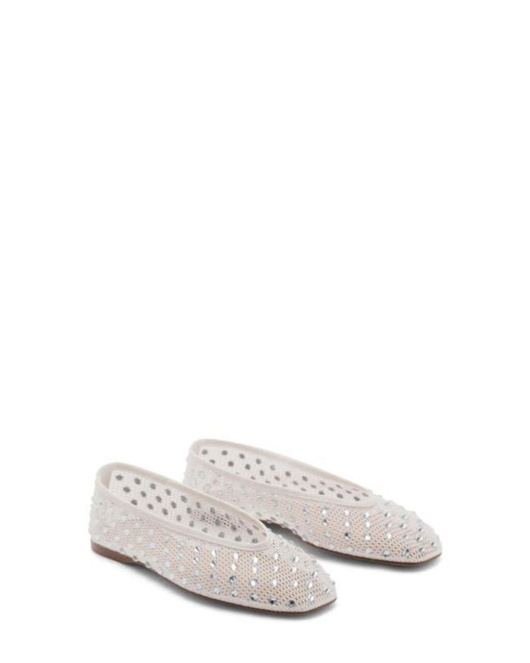 Mango White Embellished Ballet Flat