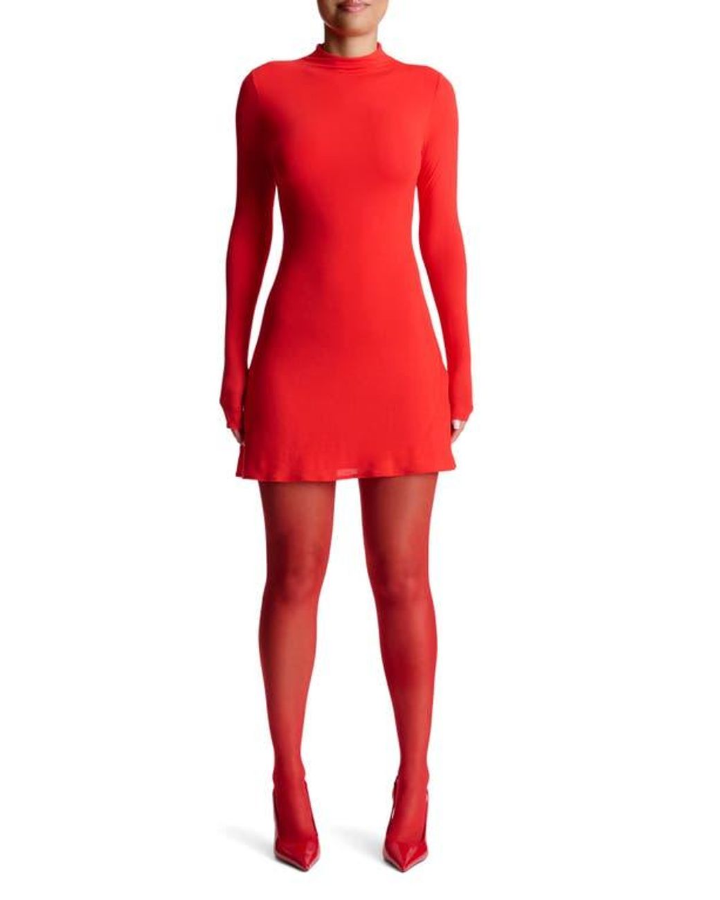 open lace back dress Killa Dress in Red Patent Red / L / Vegan Leather