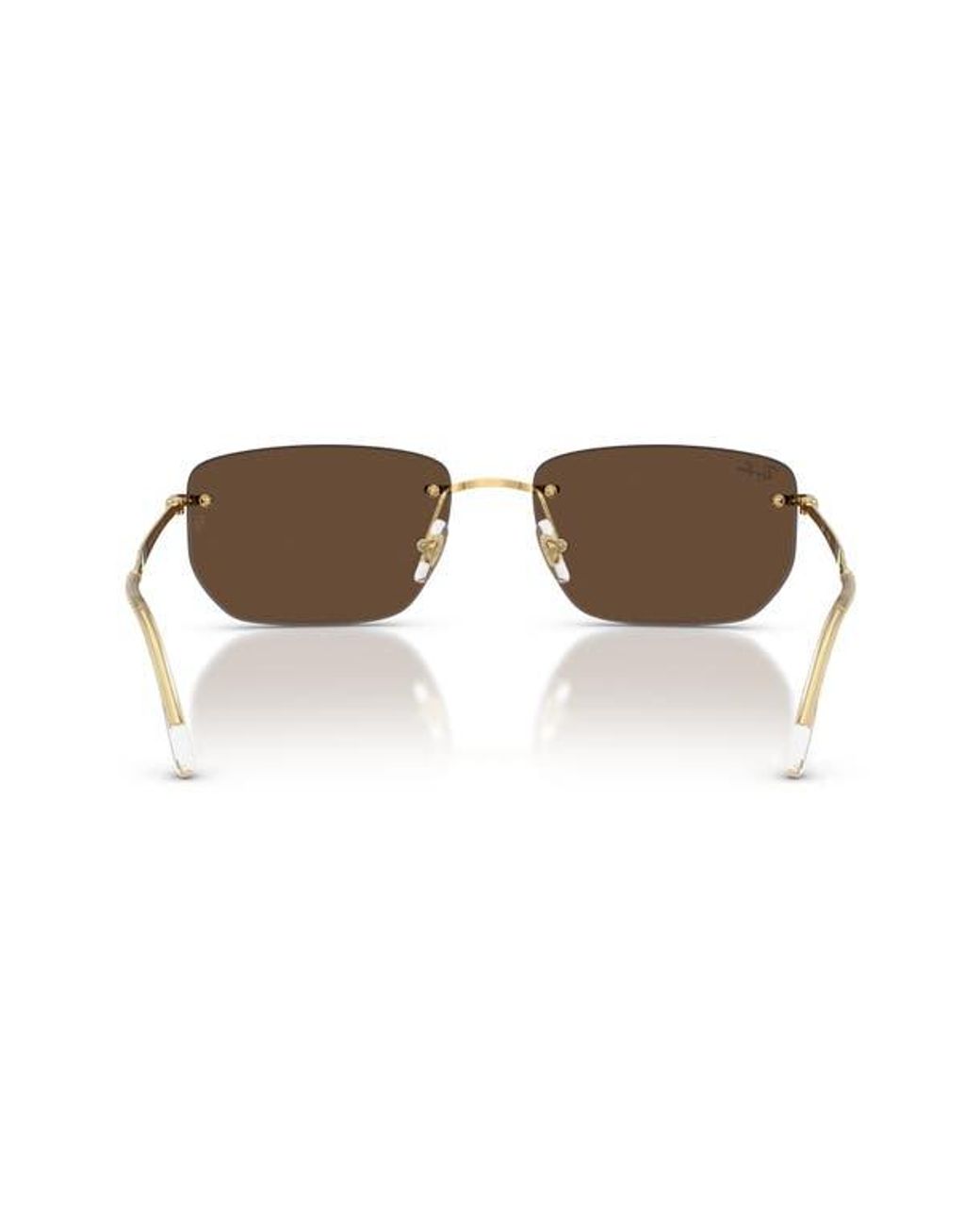 Ray-Ban Brown 56Mm Rimless Rectangular Sunglasses