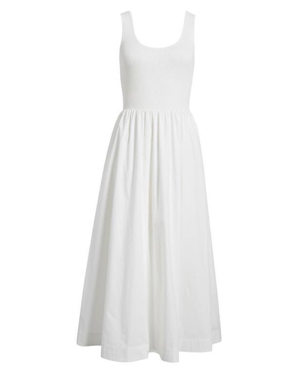 Moon River Sleeveless Mixed Media Maxi Dress in White | Lyst
