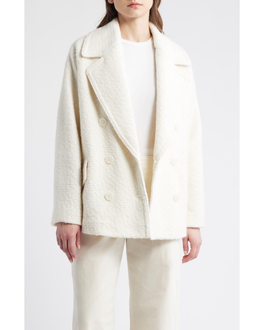 Boss White Cabani Textured Double Breasted Jacket