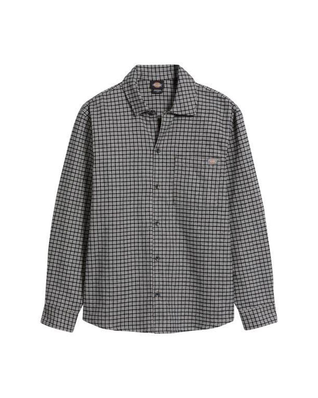 Dickies Gray Hendersonville Classic Fit Check Brushed Cotton Button-Up Shirt for men