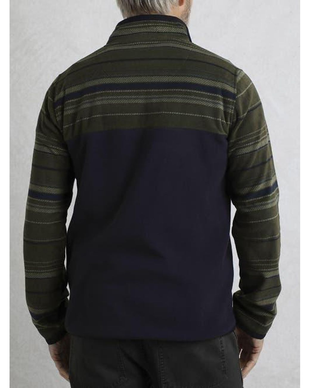 Weird Fish Black Gilbert 1/4 Zip Striped Microfleece for men