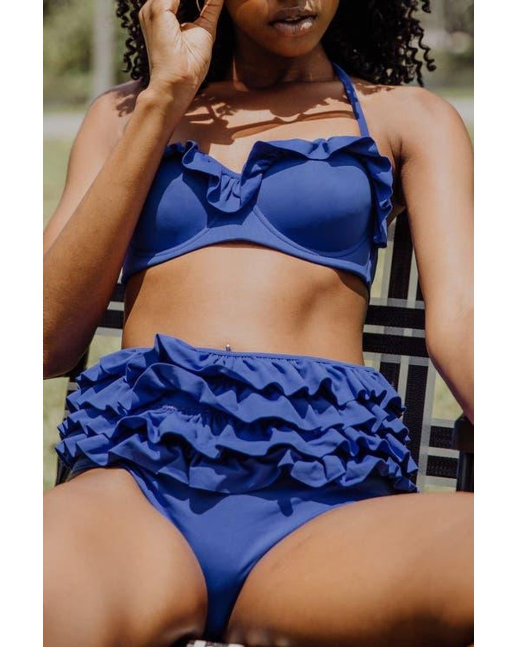 Mary Mercedes Blue Ruby Ruffle Bikini Bottom