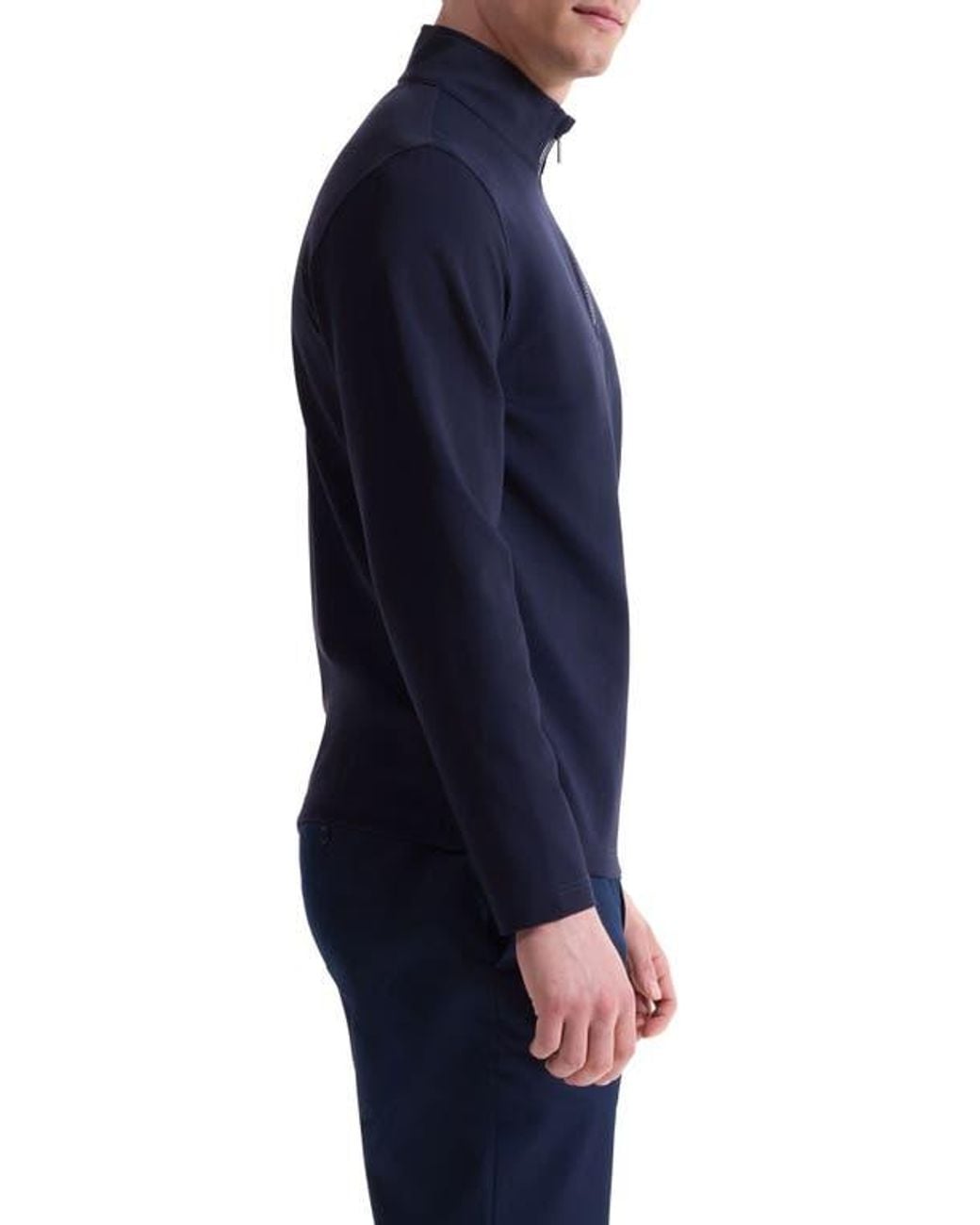 Bugatchi Blue Solid Quarter Zip Pullover for men