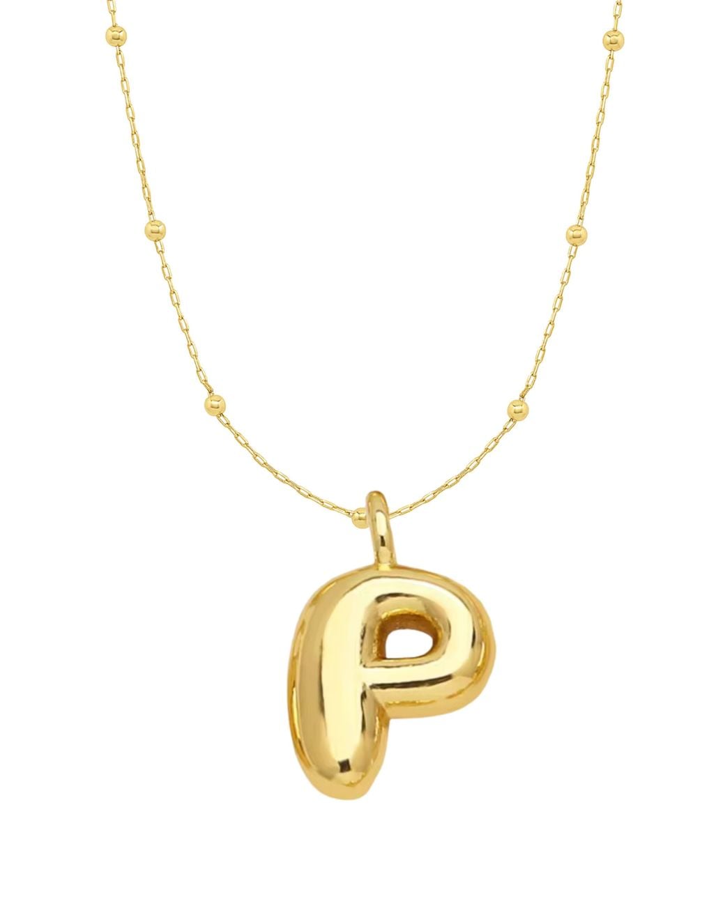 Emma Rae Metallic 14K Plated Bubble Initial Pendant Necklace
