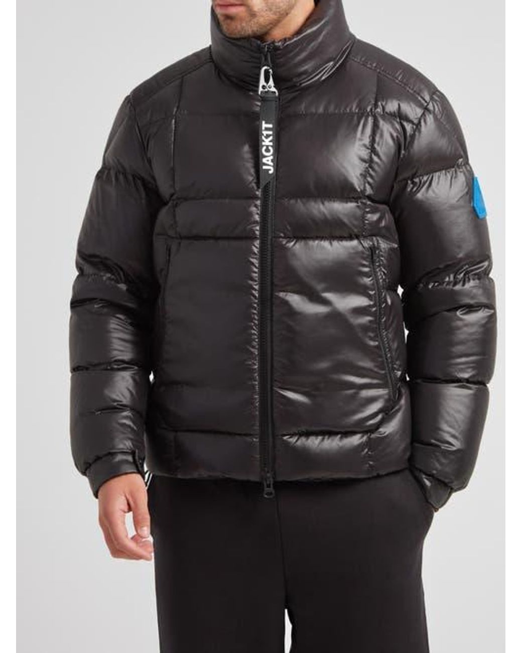 Jacket Gray Ez Boxed Funnel Neck Puffer Jacket for men