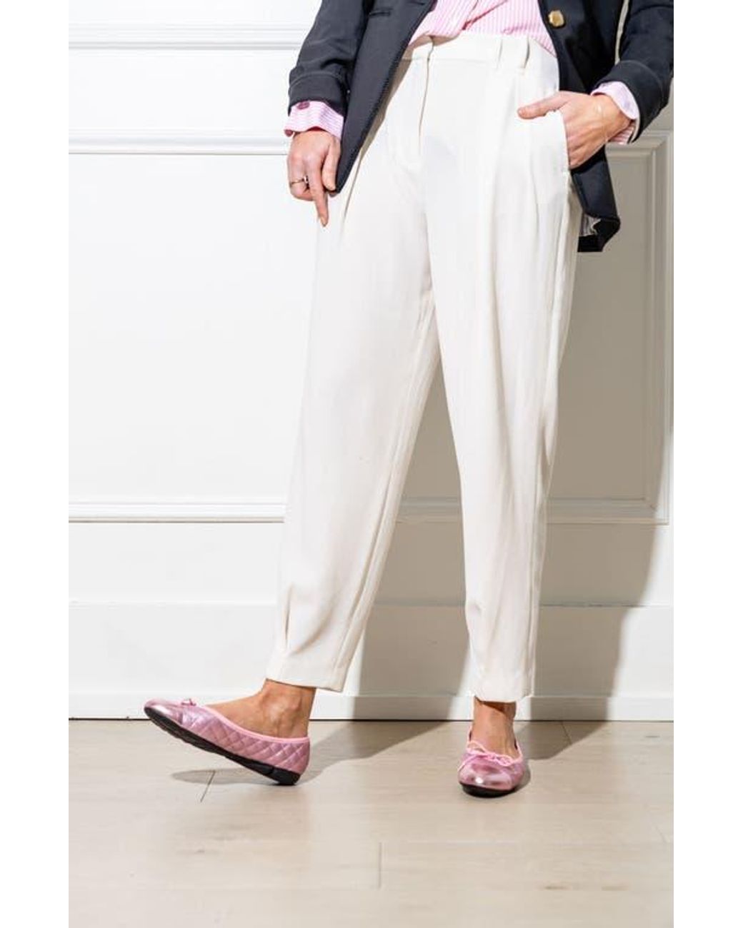 Paul Mayer Pink Best Cap Toe Quilted Ballet Flat
