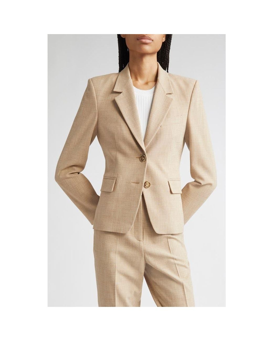 St. John Natural Heathered Stretch Suiting Blazer