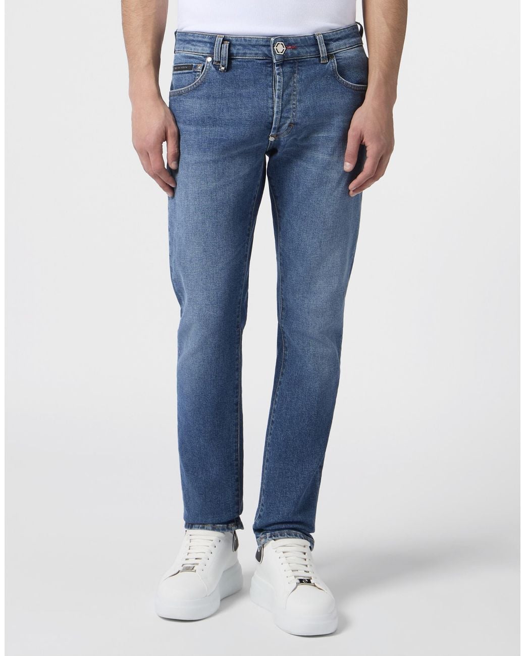 Philipp Plein Blue Super Straight Cut Jeans Basic for men