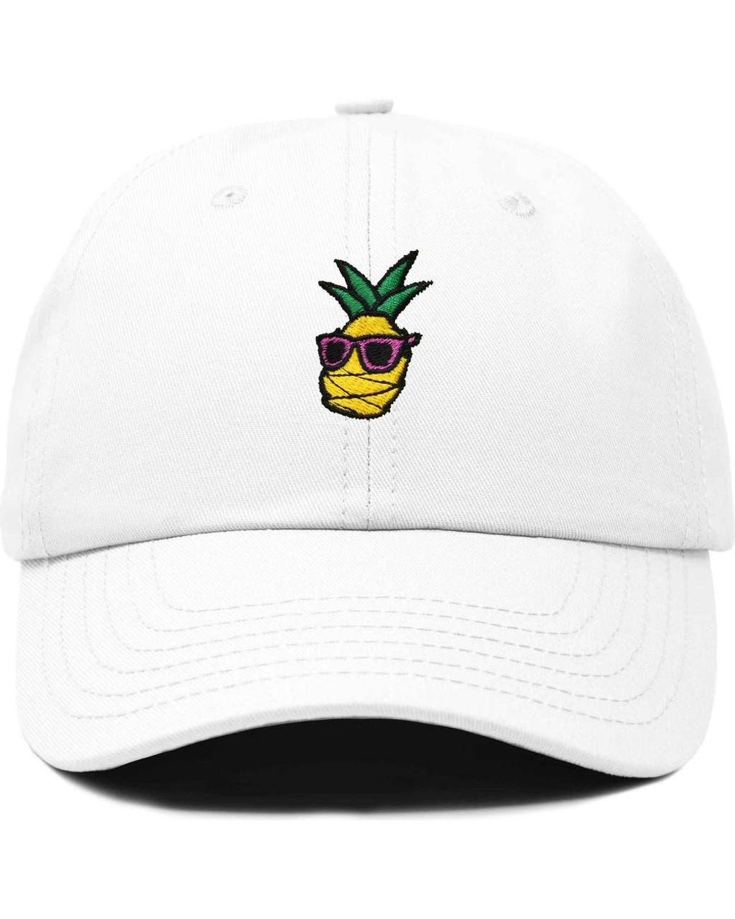 Alix White Pineapple Embroidered Dad Hat for men