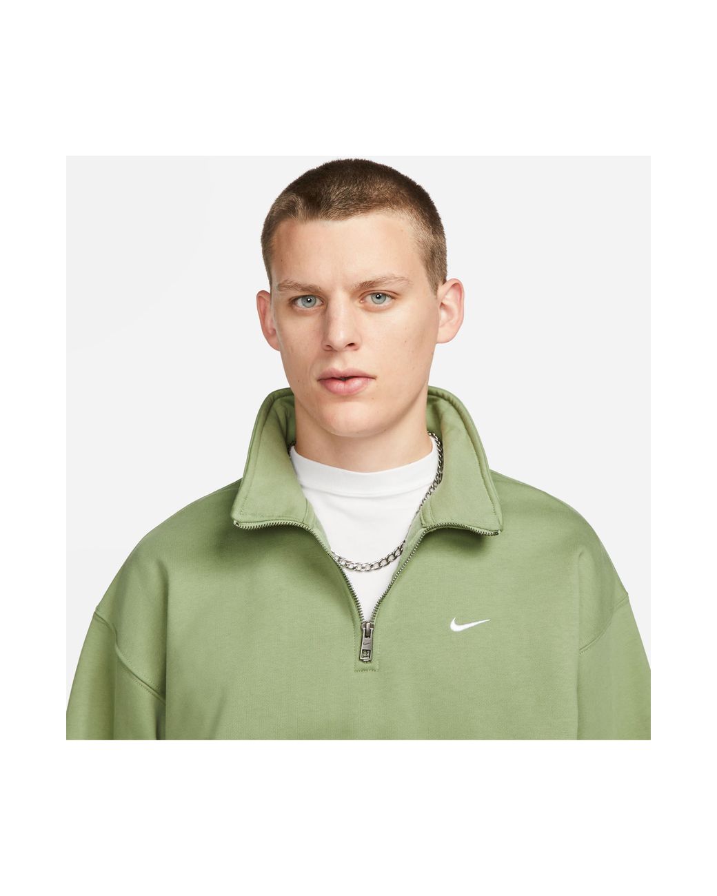 Nike Solo Swoosh Oversize Quarter Zip Sweatshirt in Green for Men | Lyst