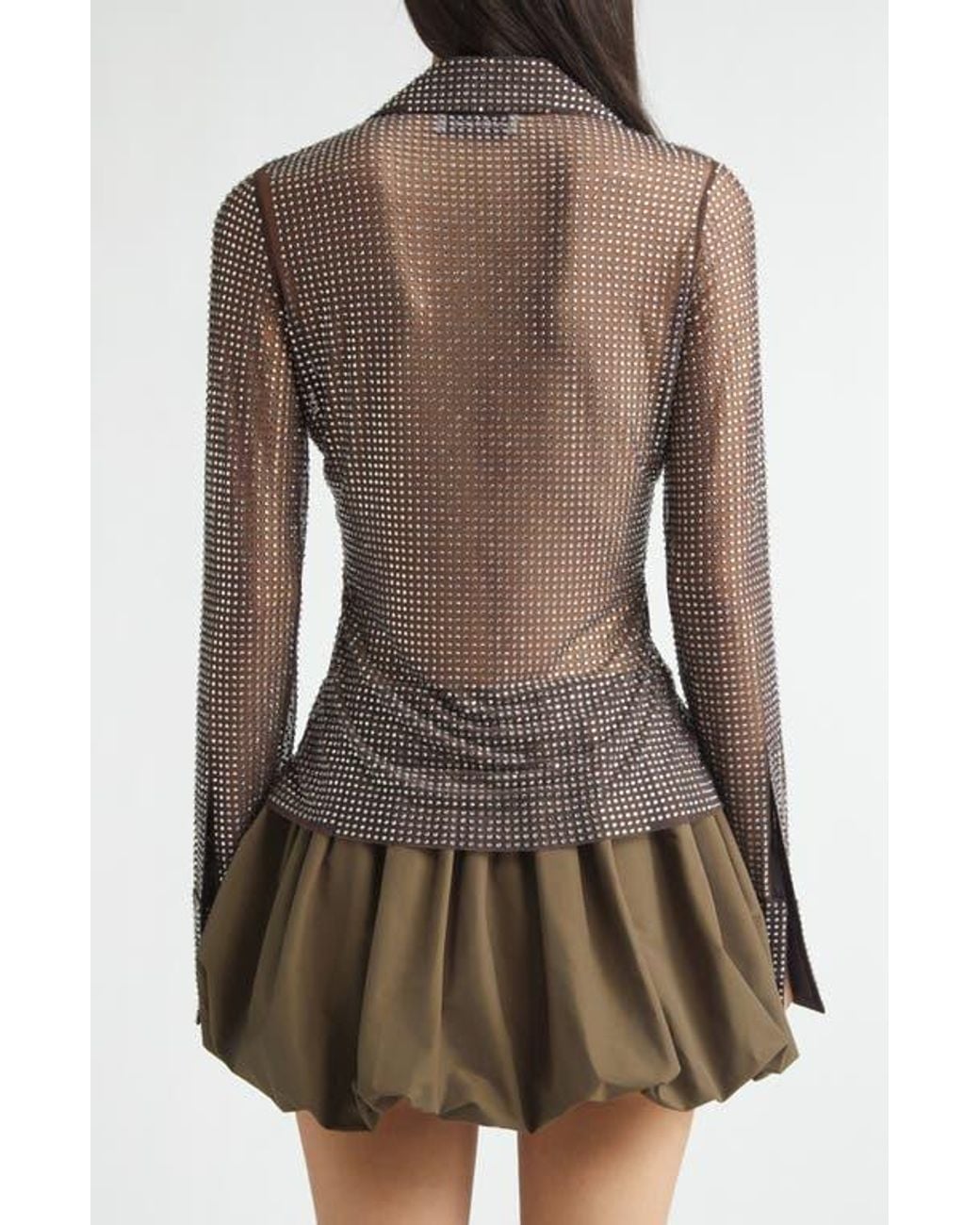 Monse Brown Crystal Embellished Button-Up Shirt
