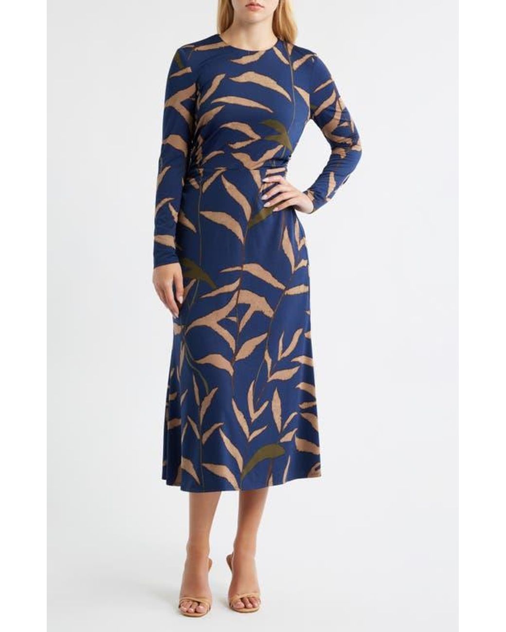 Julia Jordan Abstract Print Long Sleeve Midi Dress in Blue | Lyst