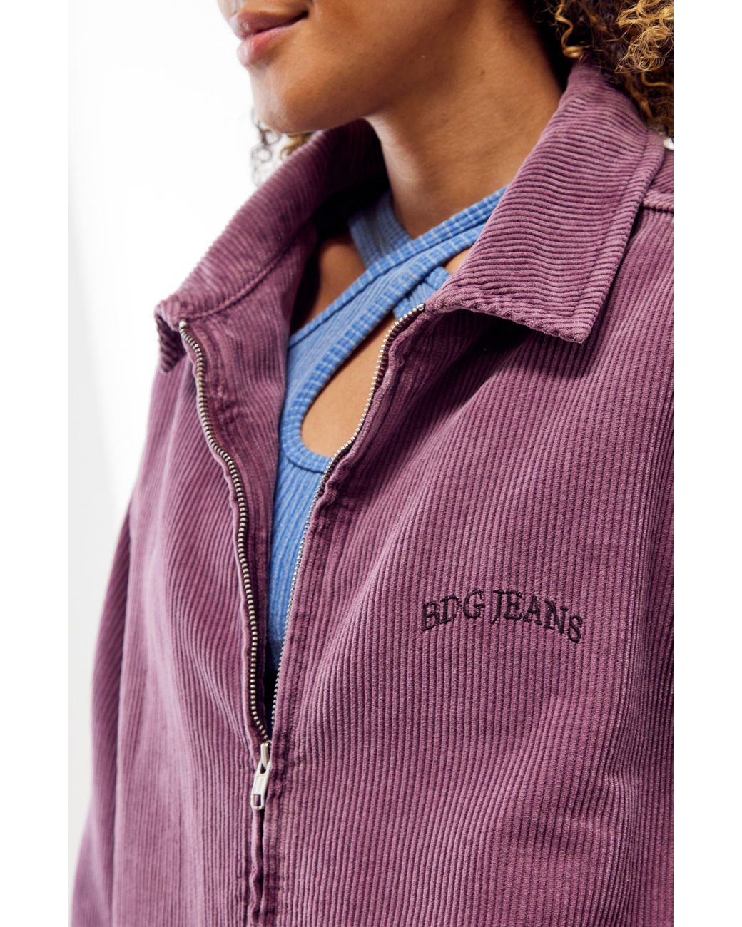 BDG Women's Purple Oversize Corduroy Harrington Jacket