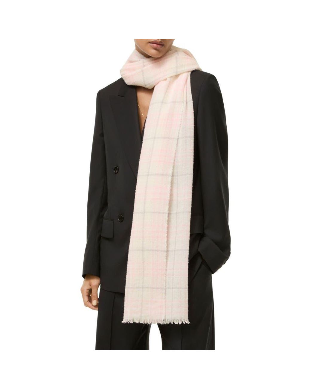 Burberry Pink Sequin Check Wool & Silk Blend Scarf