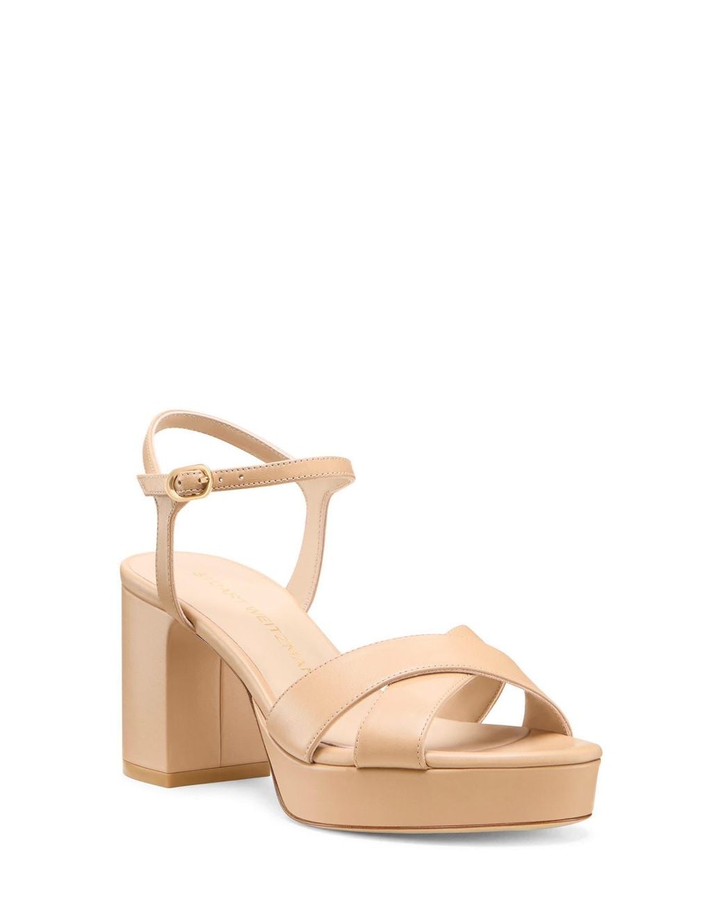 Stuart Weitzman Natural Dayna Ankle Strap Platform Sandal