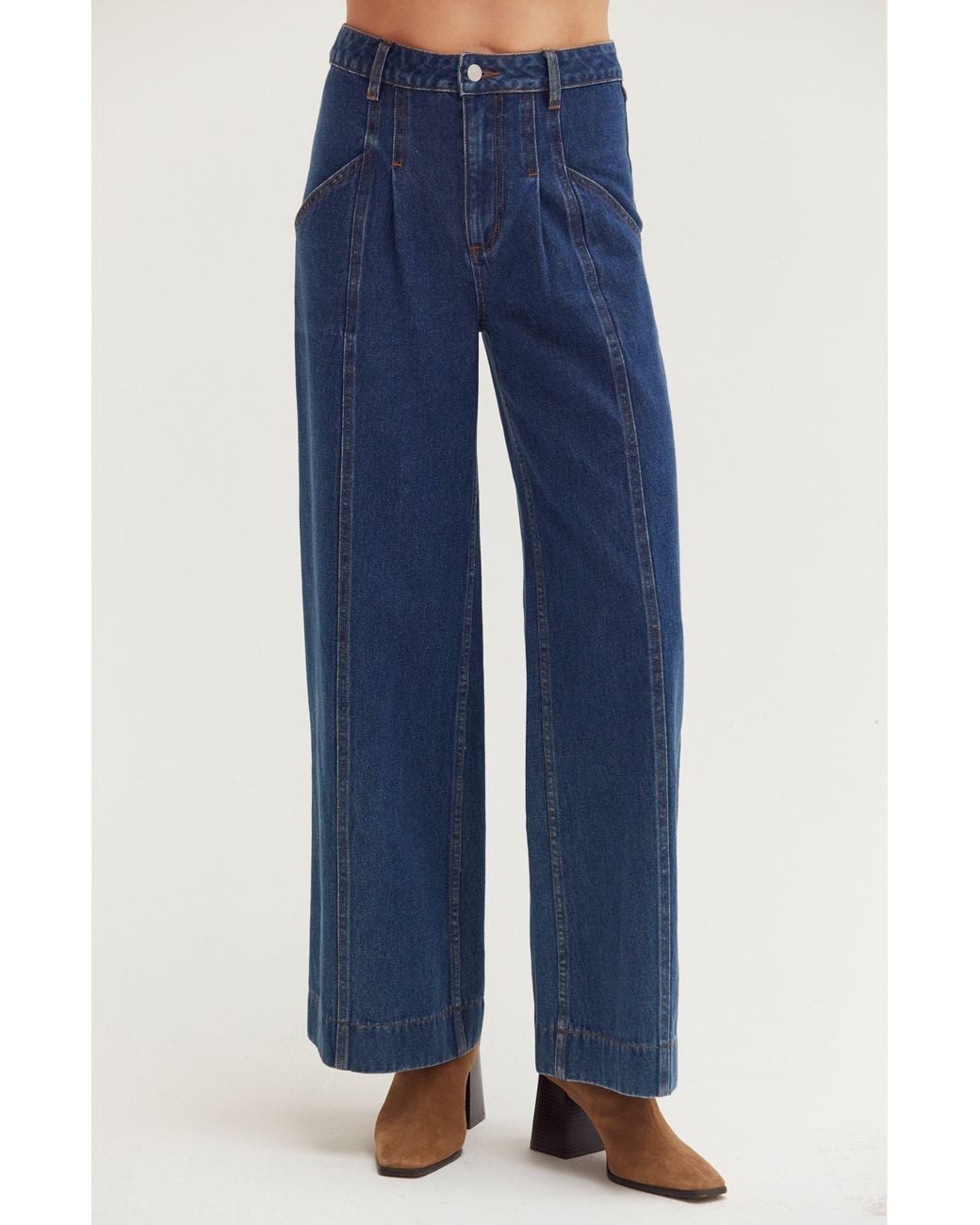 Crescent Blue Flare Denim Pants