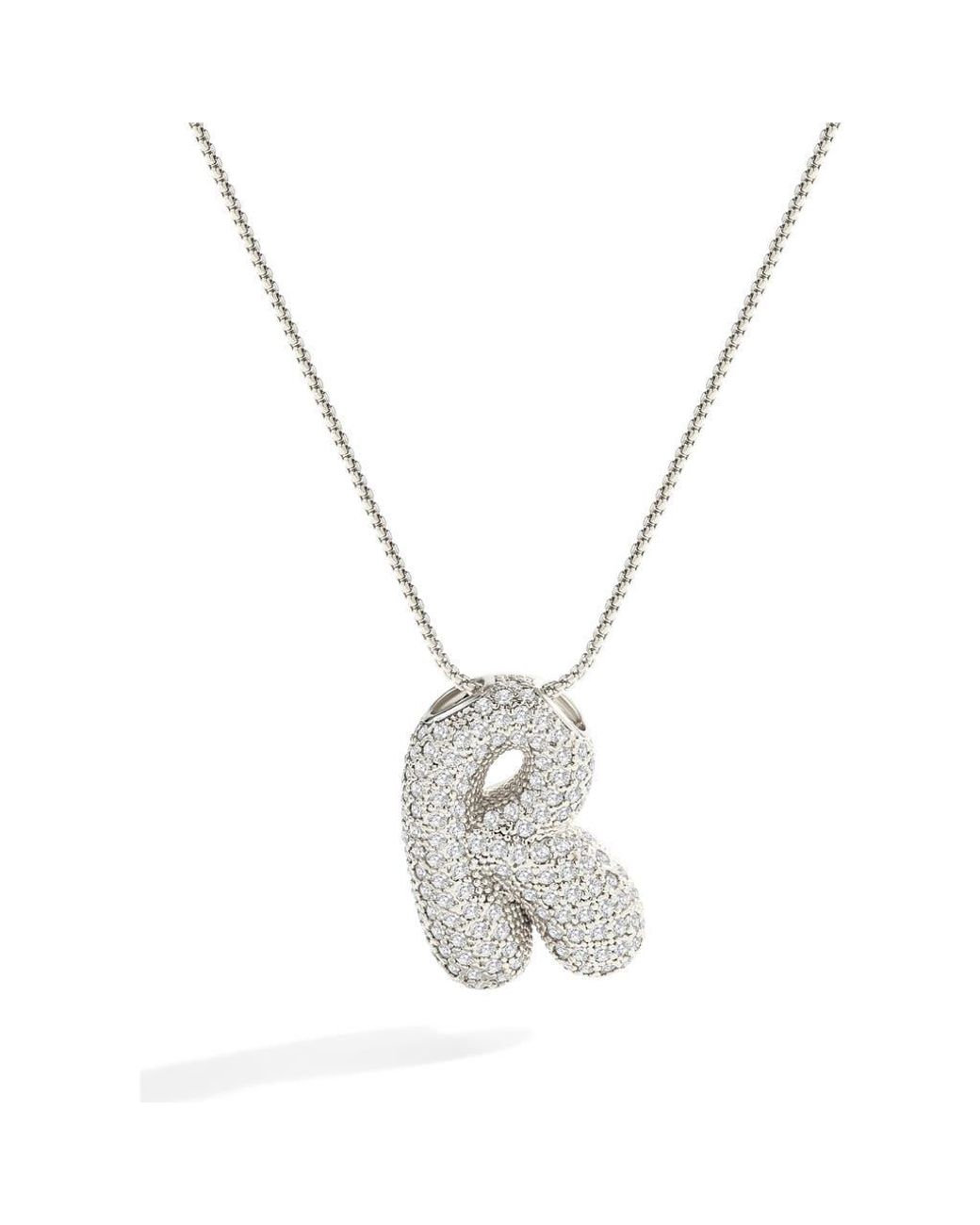 Mint & Lily Metallic Pave Bubble Initial Necklace