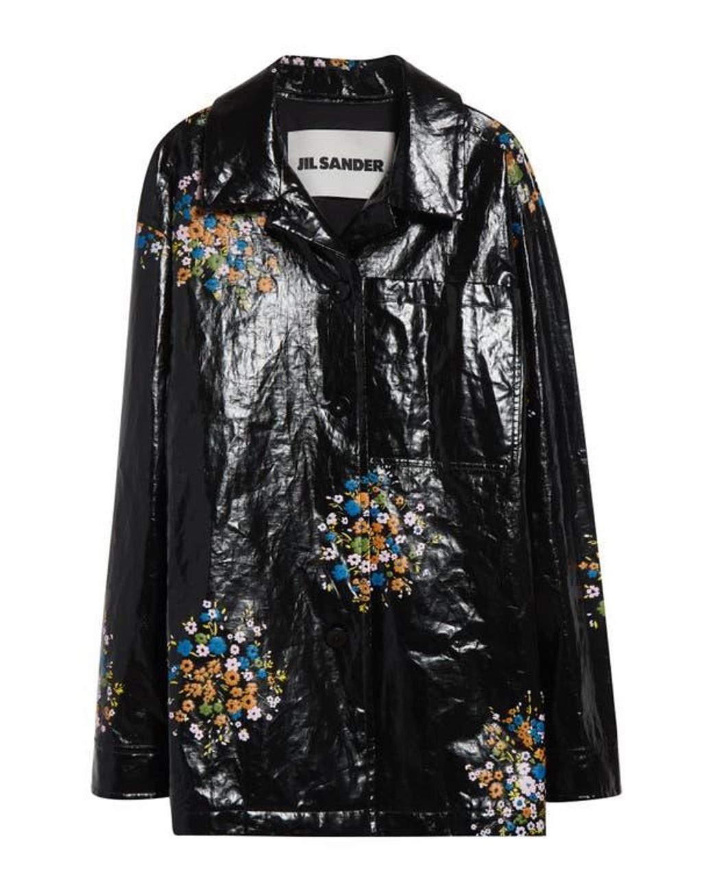 Jil Sander Floral Print Boxy Fit Coated Linen Shirt Jacket Jil Sander Floral Print Boxy Fit Coated Linen Shirt Jacket