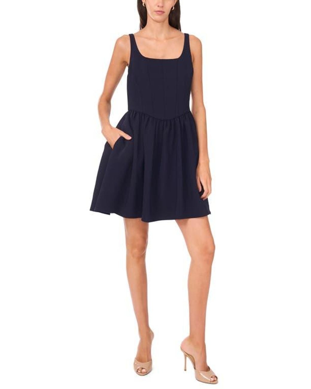 Cece Corset Bodice Fit & Flare Minidress in Blue | Lyst