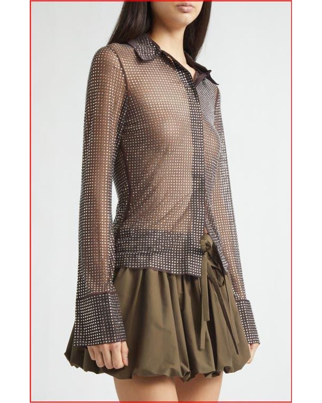 Monse Brown Crystal Embellished Button-Up Shirt