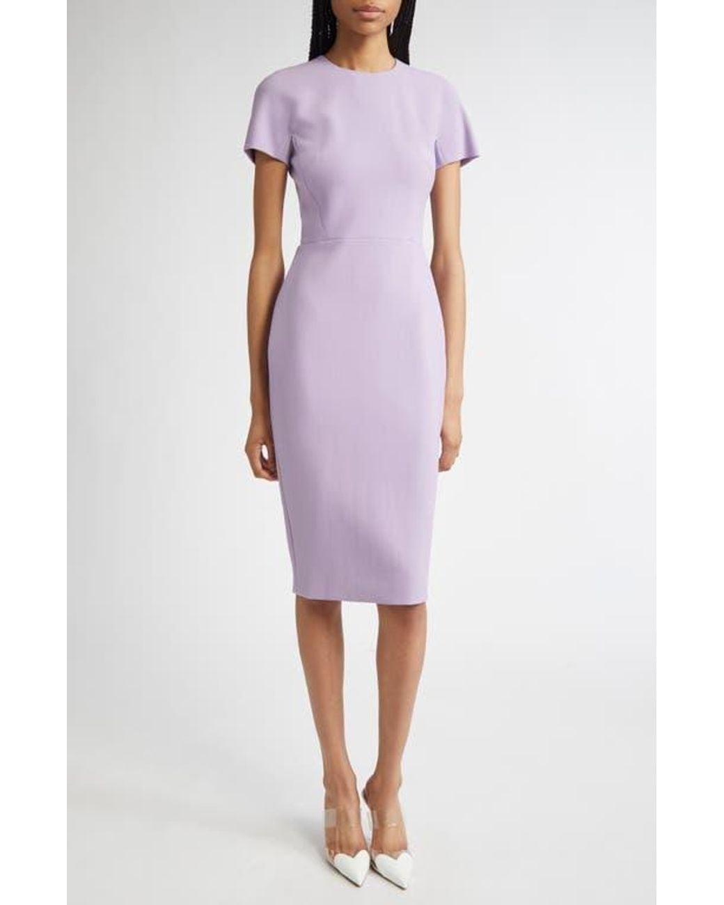Victoria Beckham Fitted Double Crepe T-Shirt Dress in Purple | Lyst
