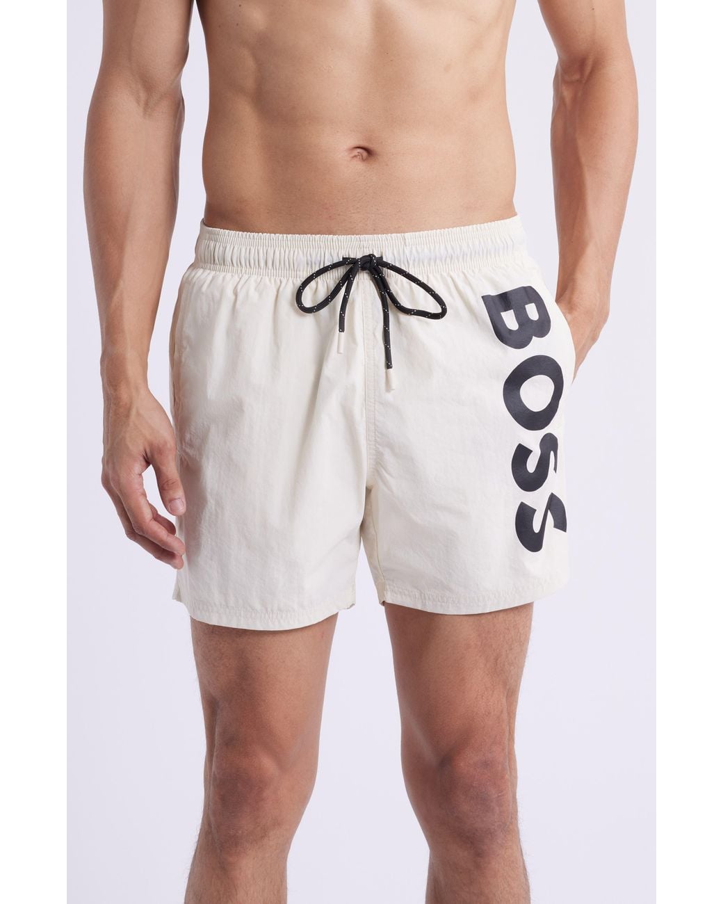 Boss White Octopus Swim Trunks for men