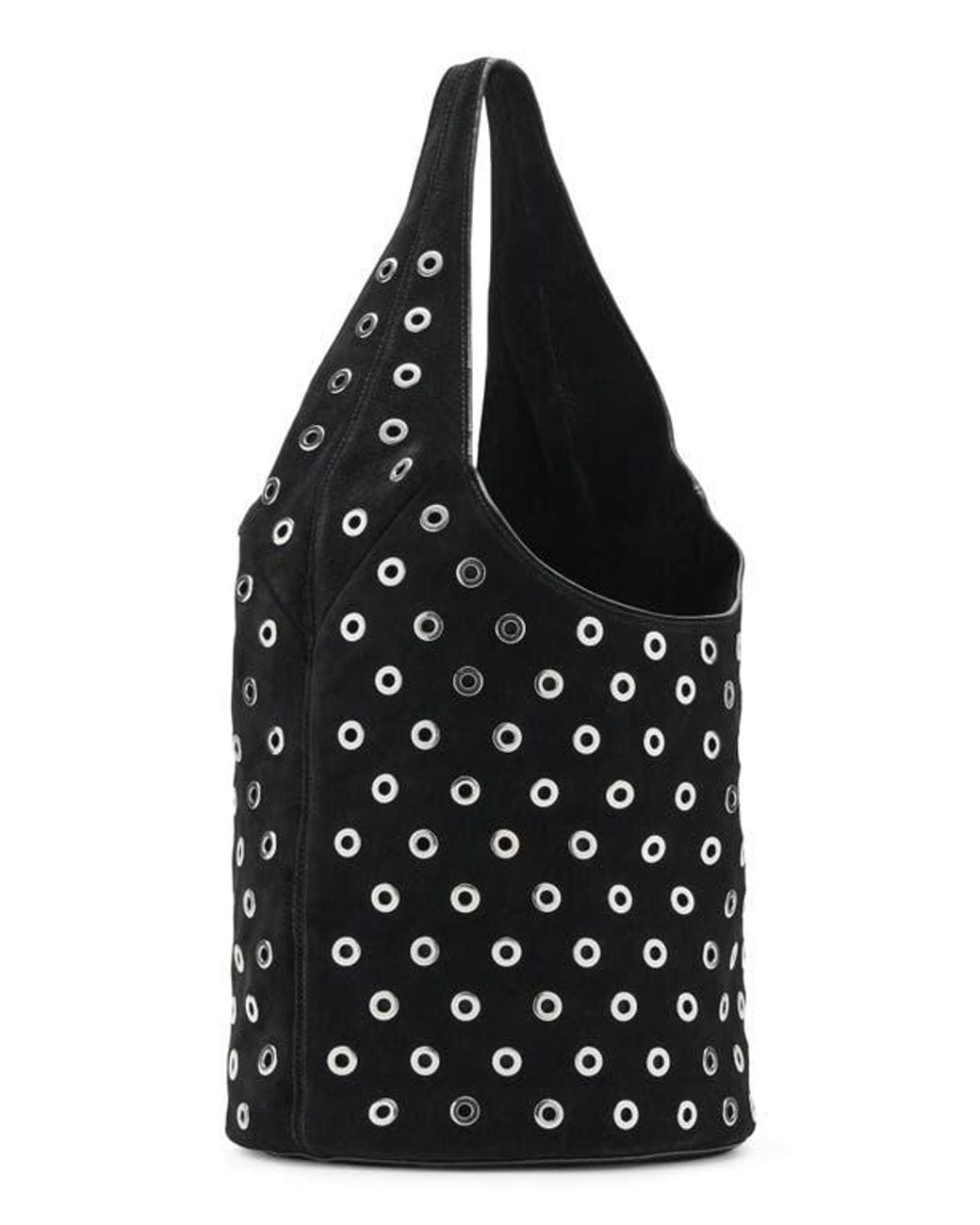 Mango Black Grommet Detail Leather Bucket Bag