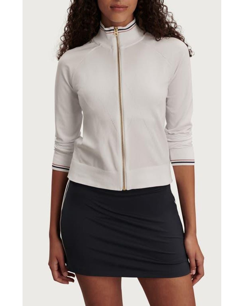 Varley White Len Seamless Performance Zip Jacket