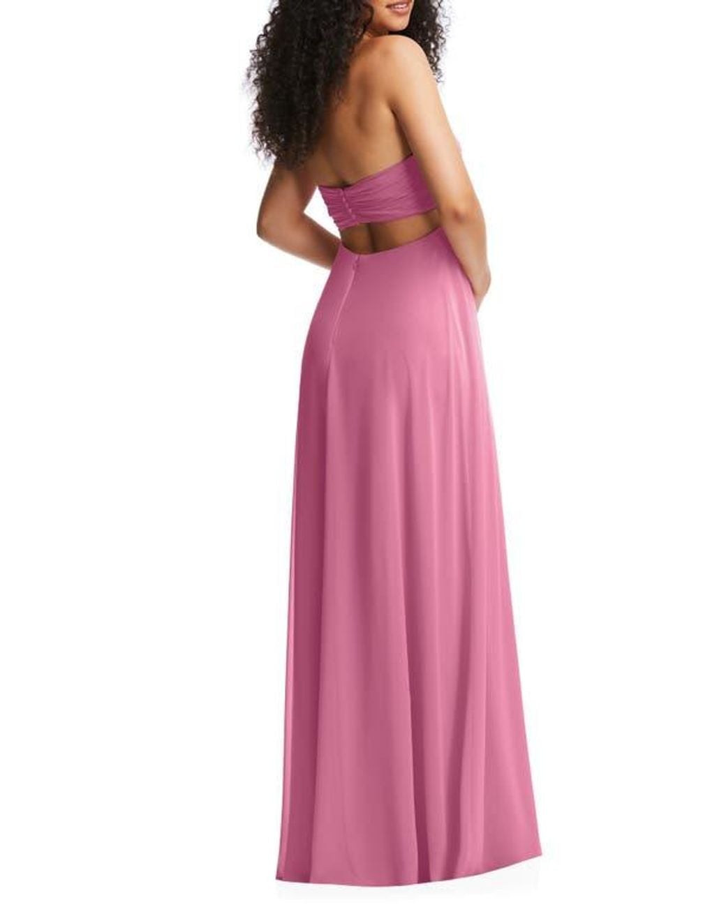 The Dessy Group Strapless Empire Waist Chiffon Gown in Pink | Lyst