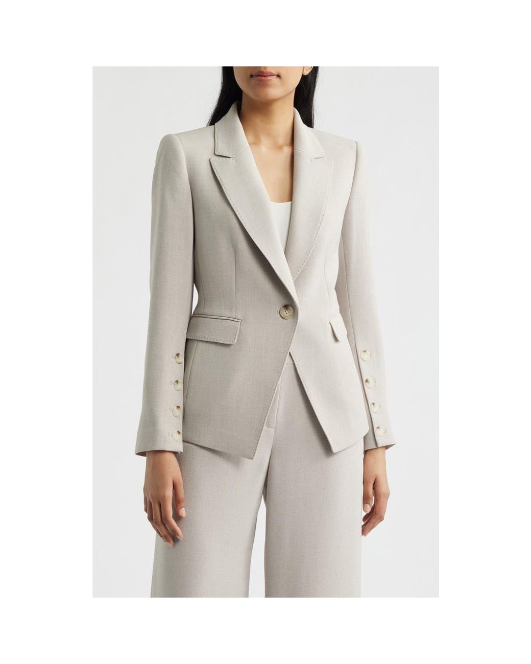 Tahari Gray One-Button Blazer